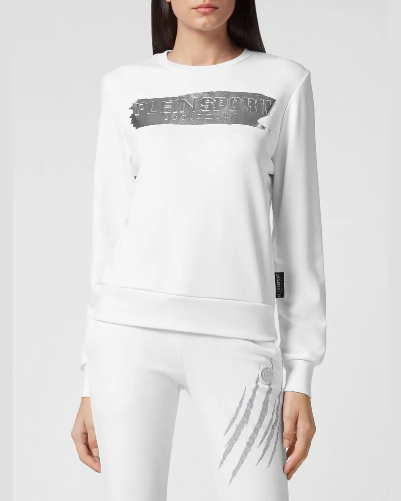 Philipp Plein Rundhals-Sweatshirt aus Jersey mit Kontrast-Logo Weiß