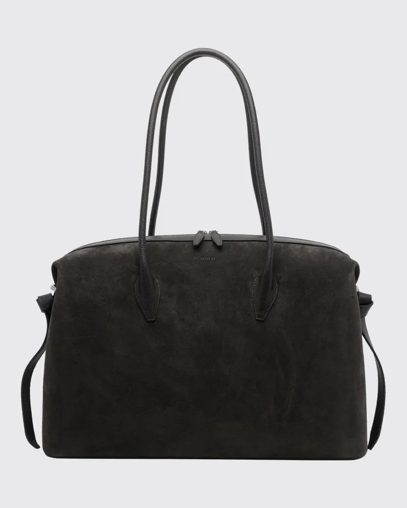 YUZEFI Große Brioche Schultertasche von aus Velourskalbsleder mit Reißverschluss Braun