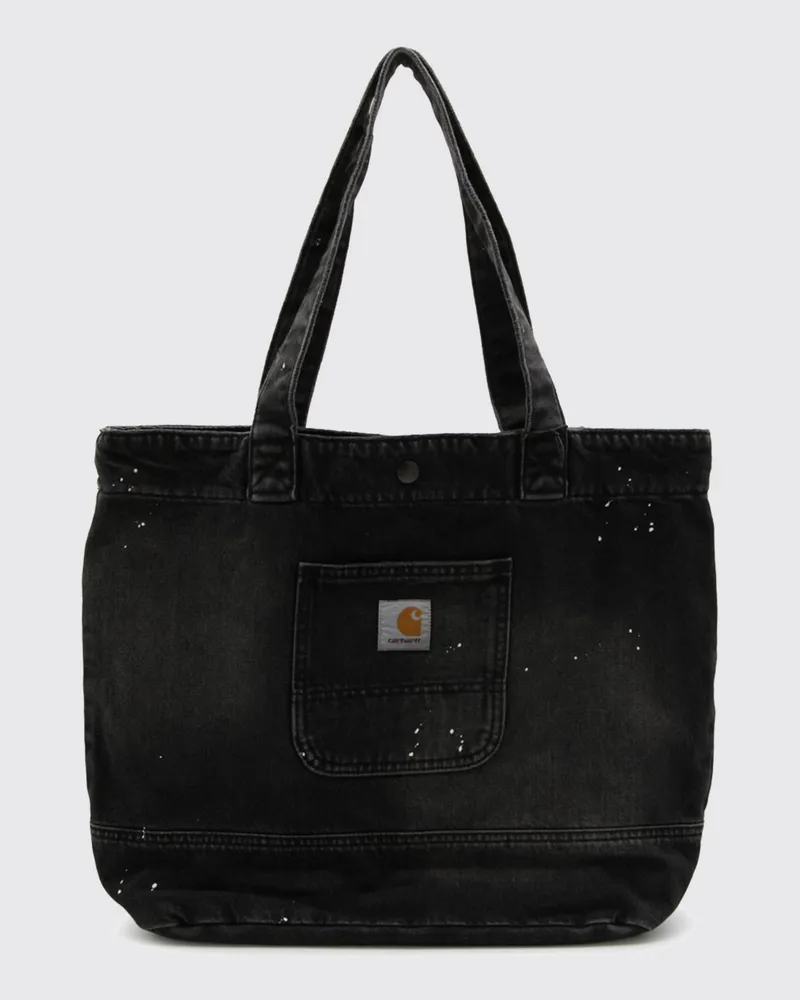 Carhartt WIP Tote-Bag aus Baumwoll-Denim mit appliziertem Logo und Doppelgriffen Schwarz