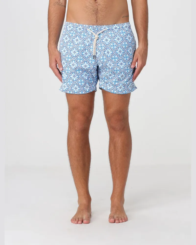 PENINSULA Kurze Badeshorts mit ethnischem Muster und Kordelzug Marine