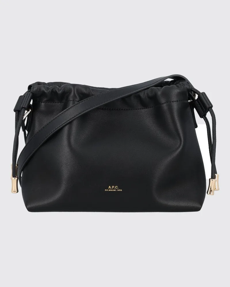 A.P.C. Ninon Mini-Umhängetasche mit Kordelzugverschluss und verstellbarem Riemen Schwarz