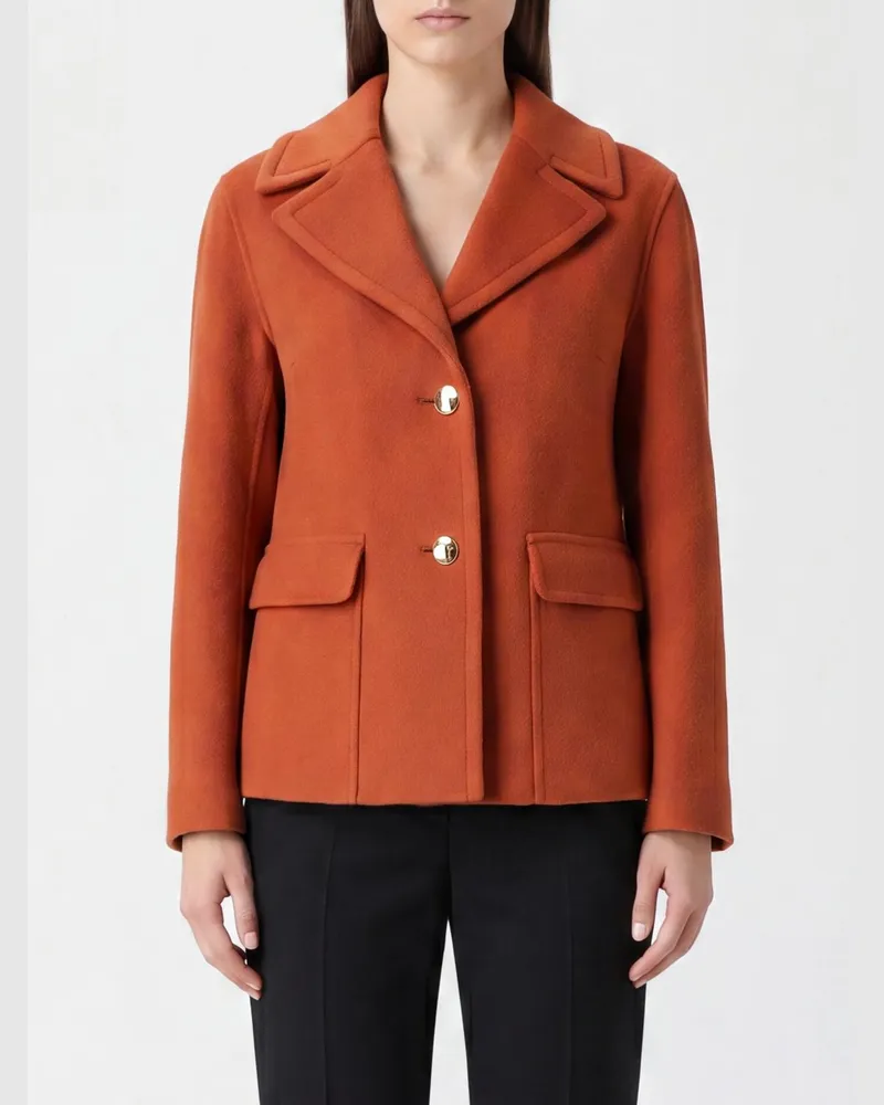 Max Mara Kurzer Einreiher-Mantel aus reiner Schurwolle mit Reverskragen Orange