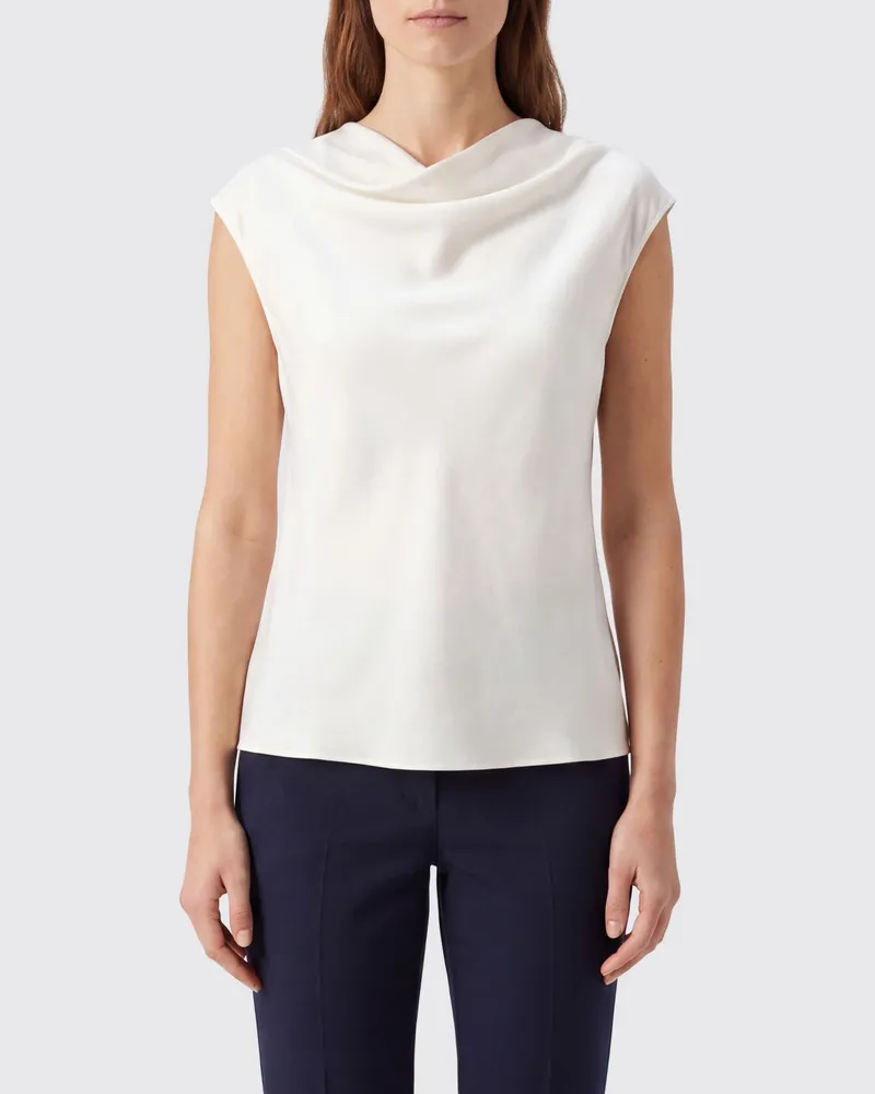 Alberta Ferretti Ärmellose Satinbluse von mit drapiertem Ausschnitt Braun