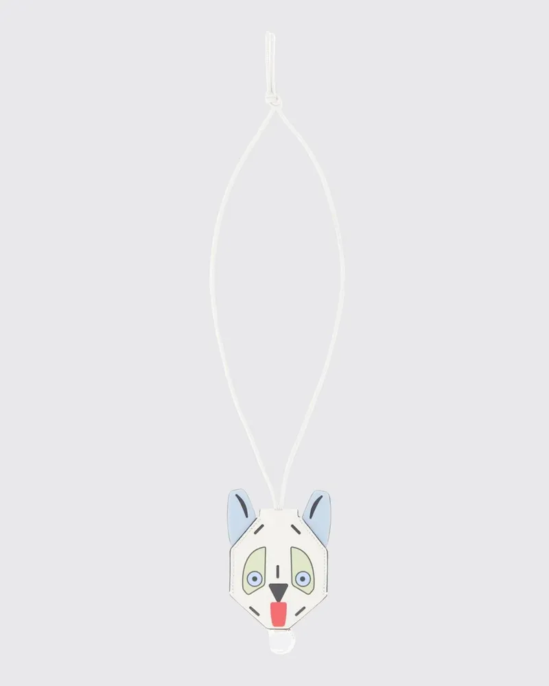 Loewe Futurist Cat Schlüsselanhänger von aus Kalbsleder mit graviertem Logo und Metallring Weiß