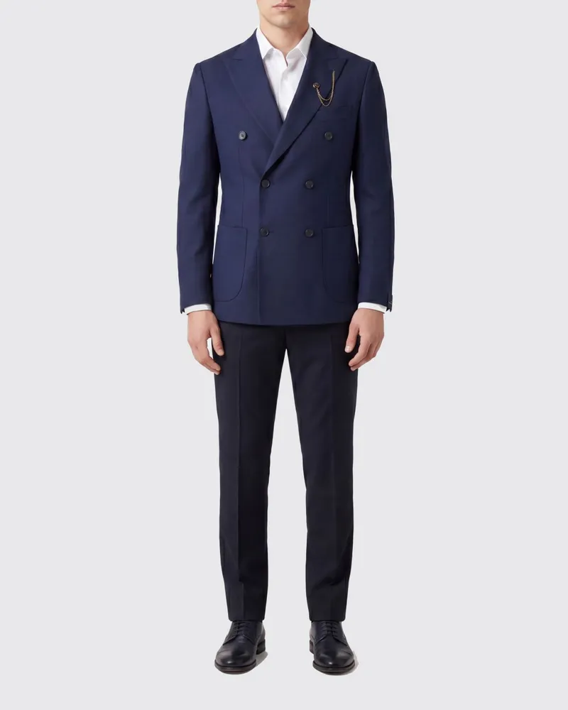 Biagio Santaniello Doppelreiher-Blazer aus Viskose Blau