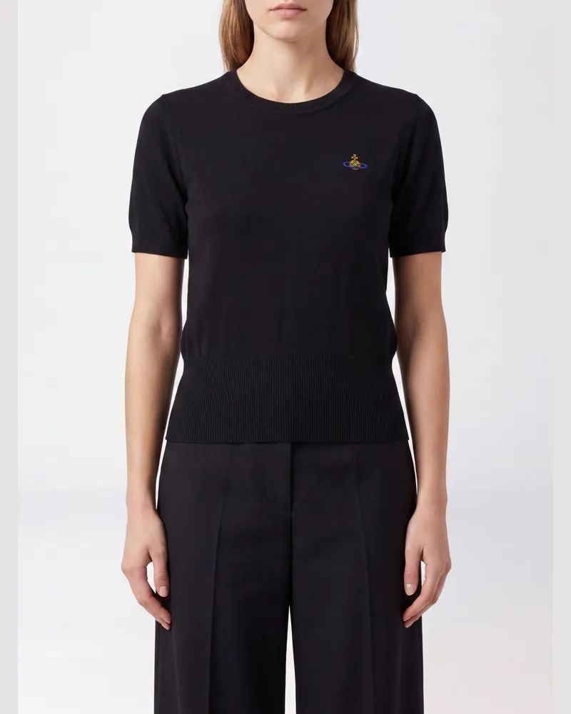 Vivienne Westwood Slim-Fit Pullover aus Baumwolle und Kaschmir mit Orb-Logo Schwarz