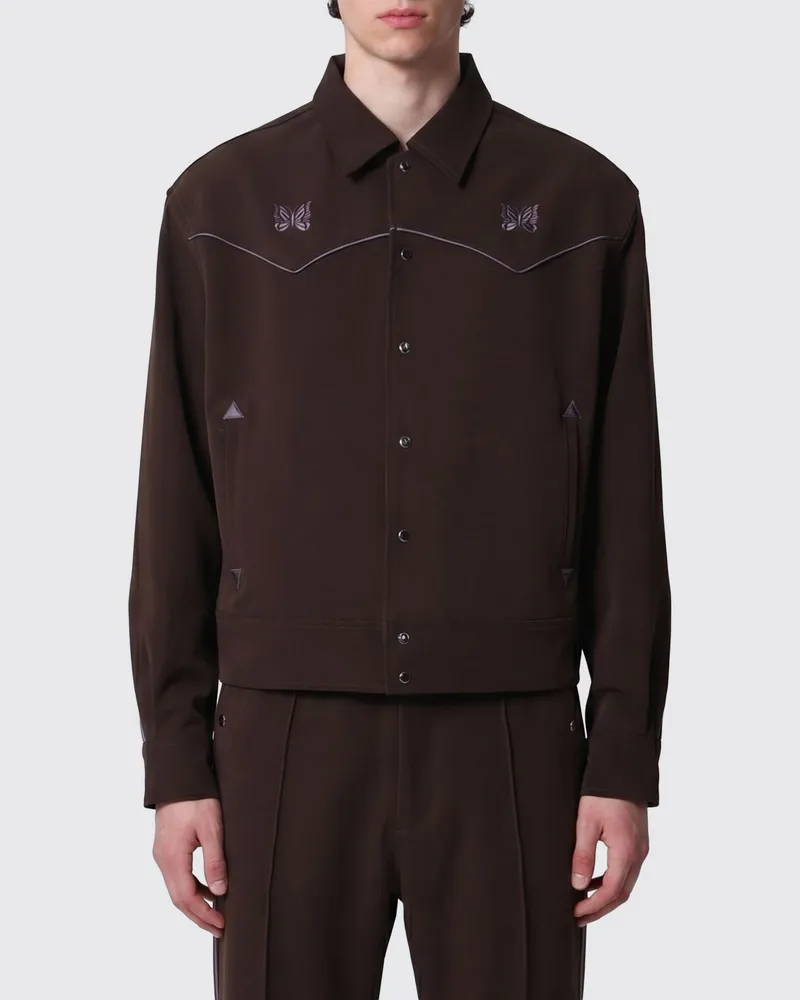 NEEDLES Western-Overshirt Piping Cowboy mit Schmetterlings-Print Braun