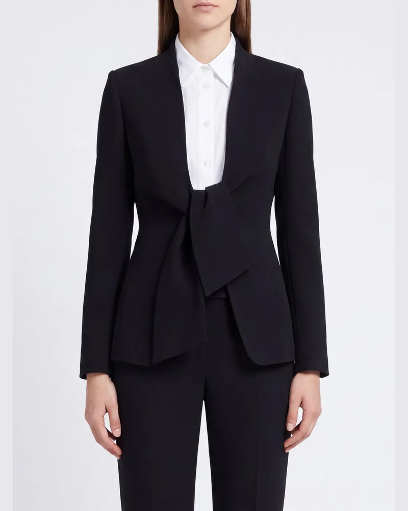 Max Mara Kurz geschnittener Slim-Fit-Blazer aus Cady mit Bindeband Schwarz