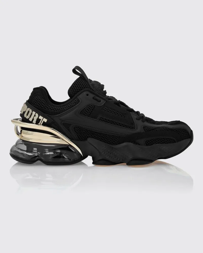 Philipp Plein Low-Top-Sneakers Runner PS Thunder Mix aus Mesh mit gekerbter Sohle Schwarz
