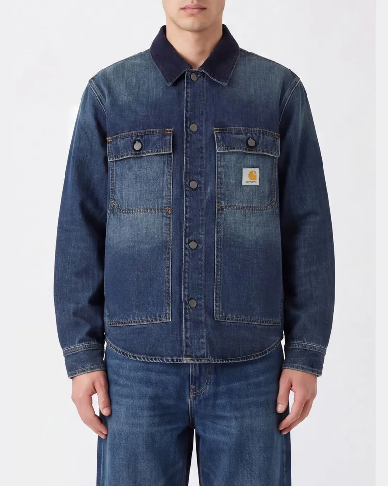 Carhartt WIP Oakland Jeansjacke aus Baumwolle mit aufgesetzten Taschen und Logo Blau