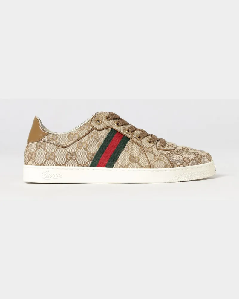 Gucci Stretch Sneaker von aus GG-Monogramm-Jacquard mit Streifen Beige