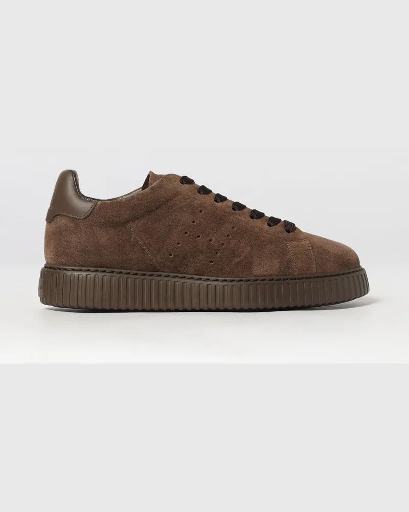 Hogan H-Stripes Sneaker aus Veloursleder mit perforiertem H-Logo Braun