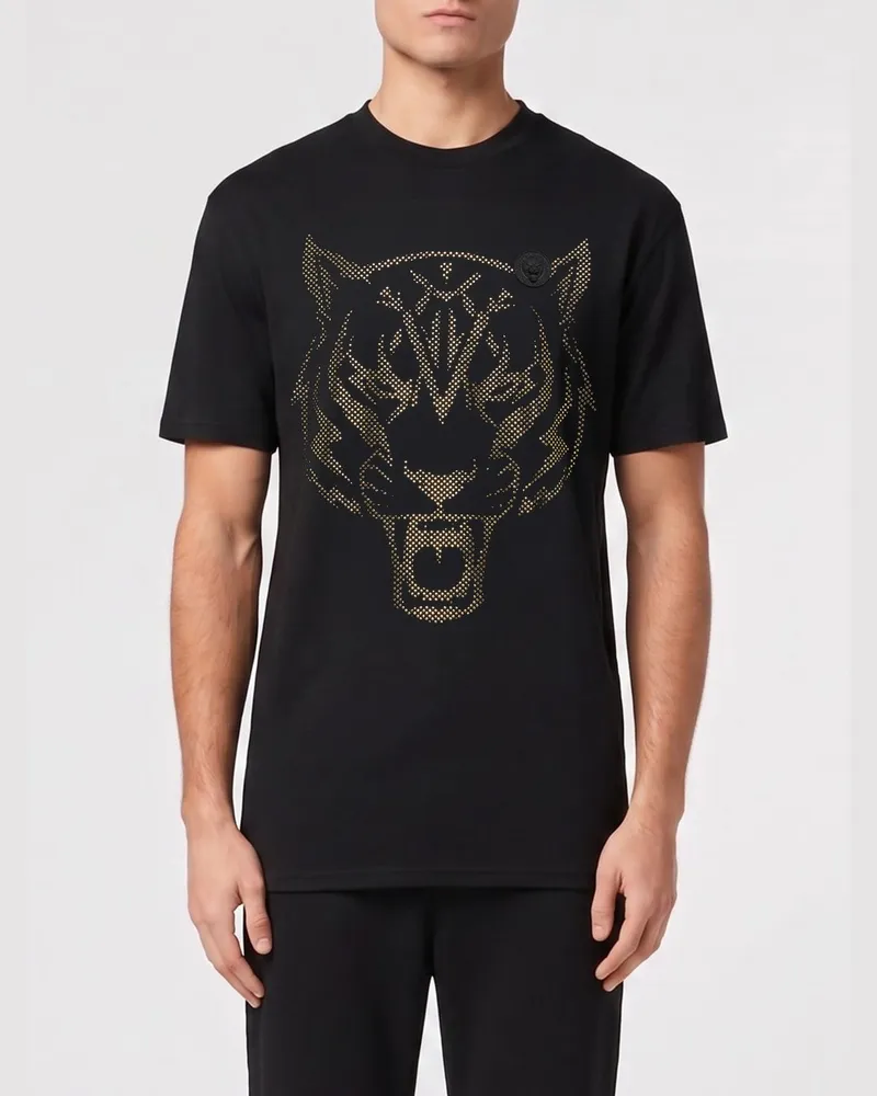 Philipp Plein Baumwoll-T-Shirt mit Strasssteinen Schwarz