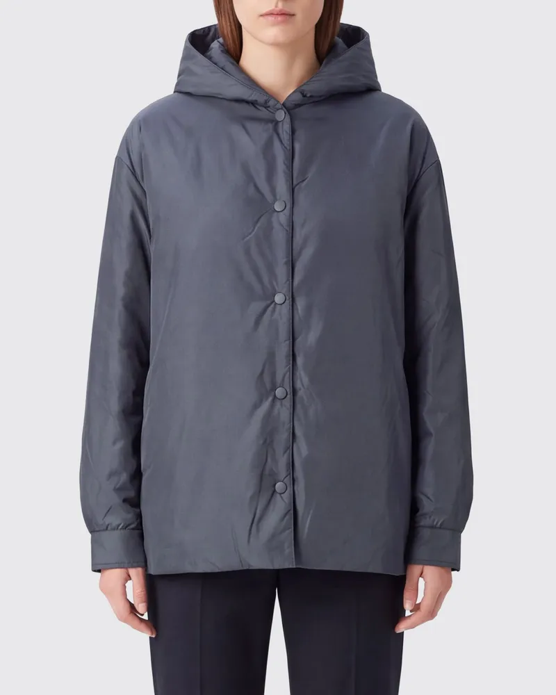 ASPESI Gefütterte Windjacke aus Polyamid mit Kapuze und abgerundetem Saum Navy