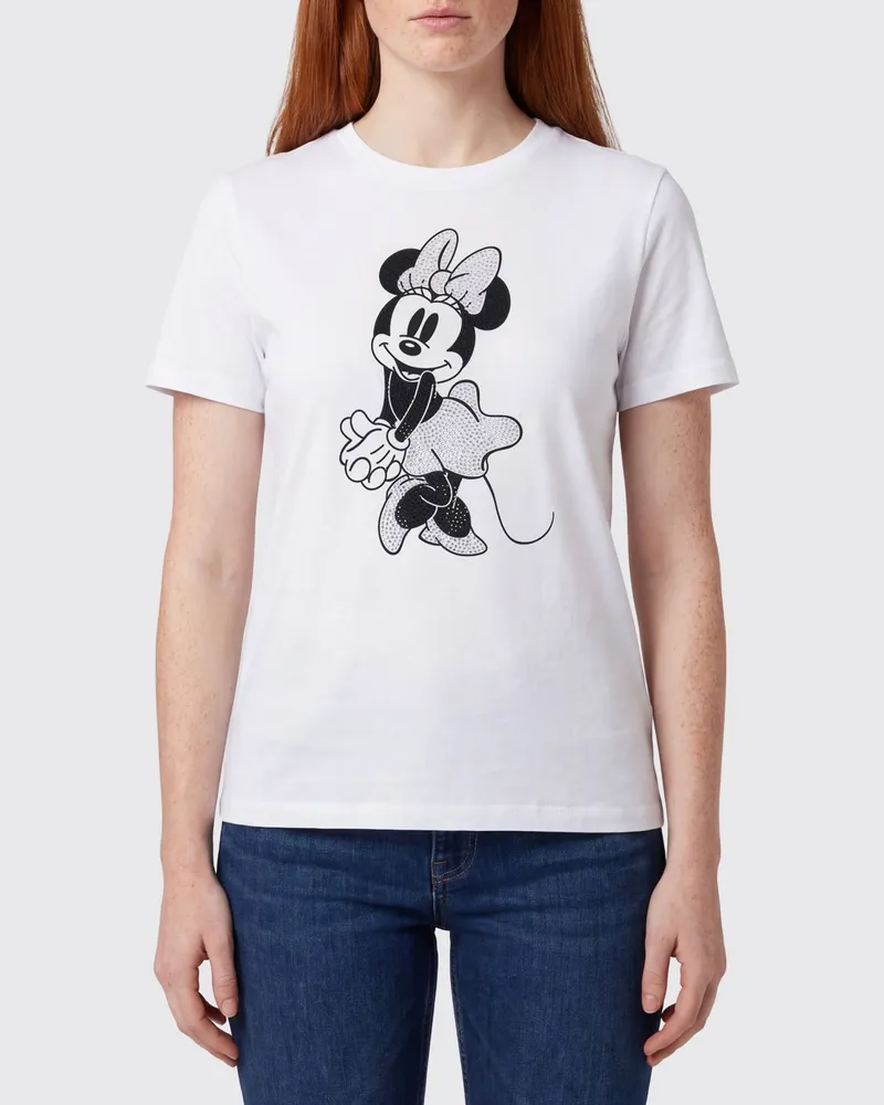 Liu Jo Baumwoll-T-Shirt mit kontrastierendem Disney-Print Weiß