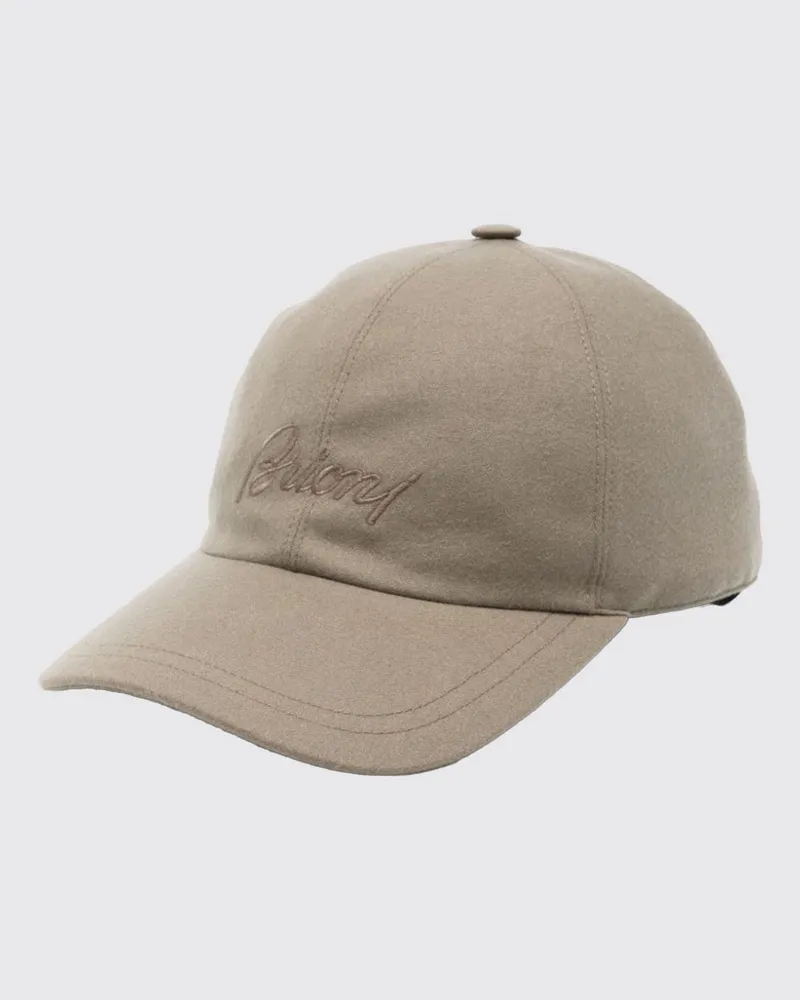 Brioni Baseballkappe von aus Baumwolle mit Ton-in-Ton-Logo und verstellbarem Riemen Kaki