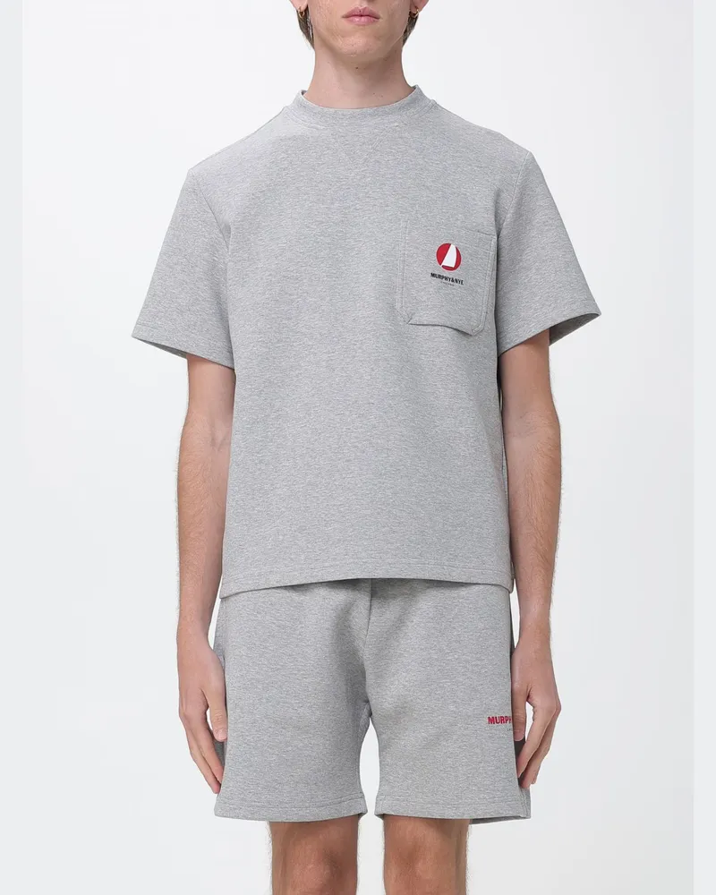 Murphy & Nye Rundhals-T-Shirt aus Baumwollmischung mit aufgesetzter Tasche Grau