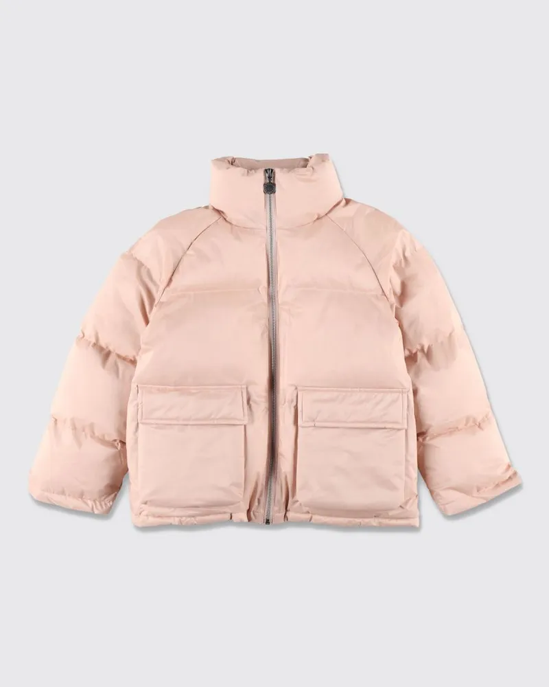 Stella McCartney Kids Gesteppte Nylon-Daunenjacke für Mädchen mit Stehkragen Pink