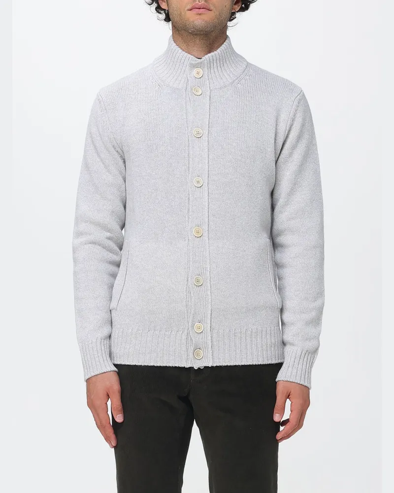 Zanone Strickjacke aus Schurwolle mit Rollkragen und Knöpfen Grau