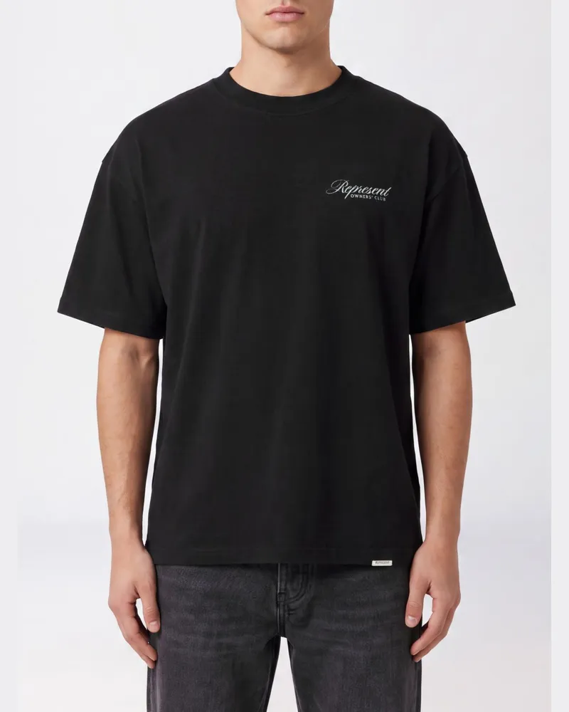 REPRESENT Locker geschnittenes Baumwoll-T-Shirt mit Logo-Print hinten Schwarz