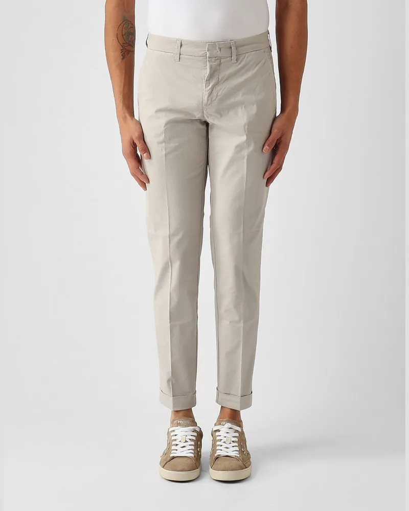 Fay Slim Fit Stretch-Baumwollhose Grau
