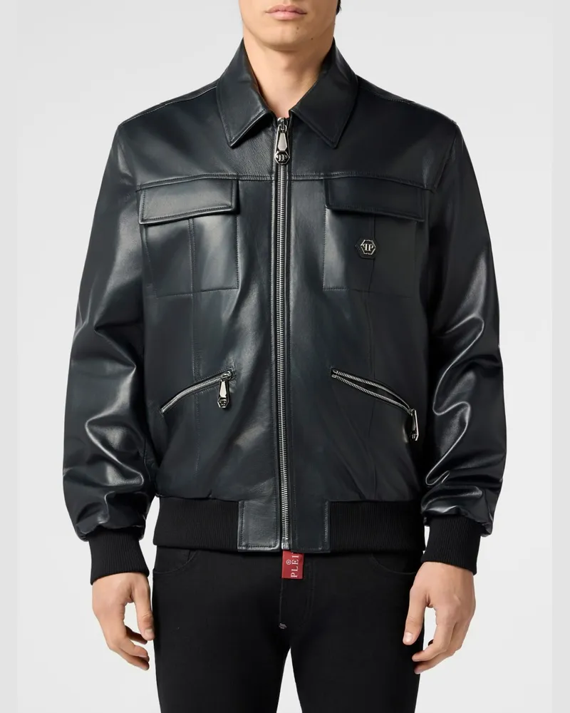 Philipp Plein Nappa Bomberjacke Schwarz