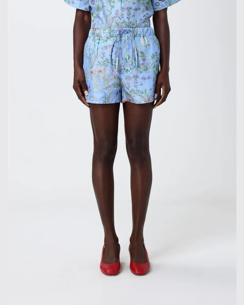 Gucci Seidenshorts mit Blumenprint Hellblau