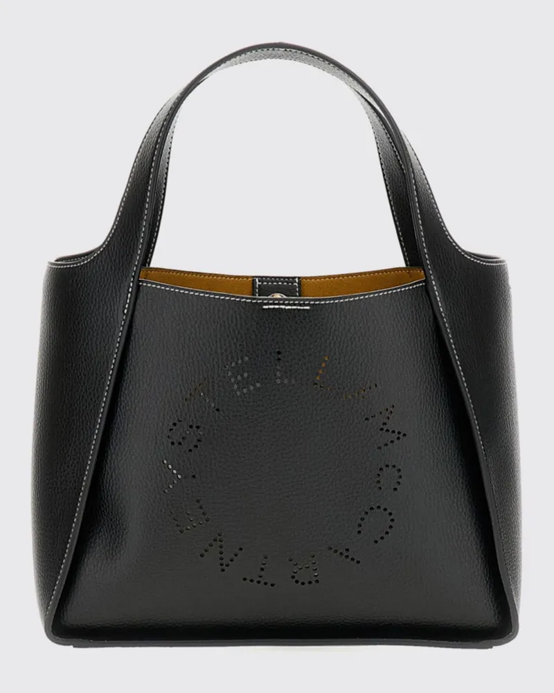 Stella McCartney Handtasche aus Kunstleder mit perforiertem Logo und Pouch Schwarz