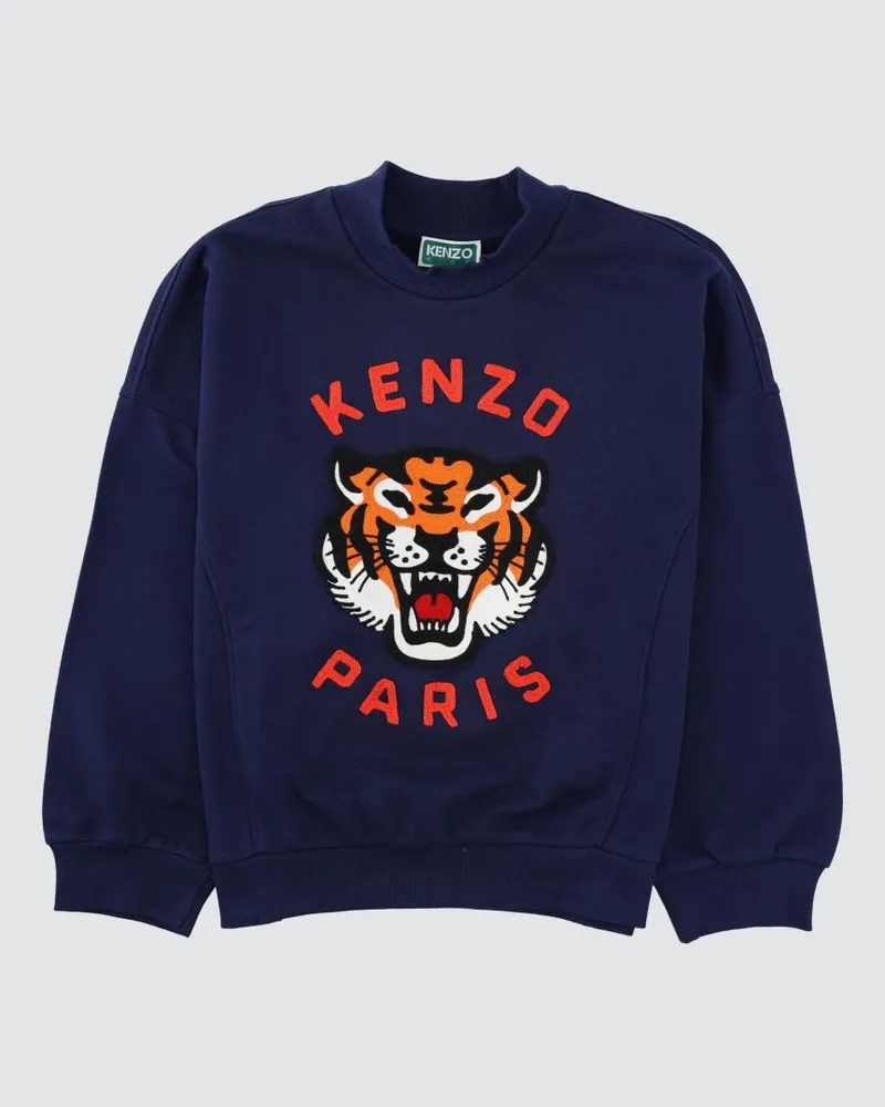 Kenzo Jungen-Sweatshirt aus Baumwolle mit Rundhalsausschnitt, Grafikprint und Kontrastlogo Blau