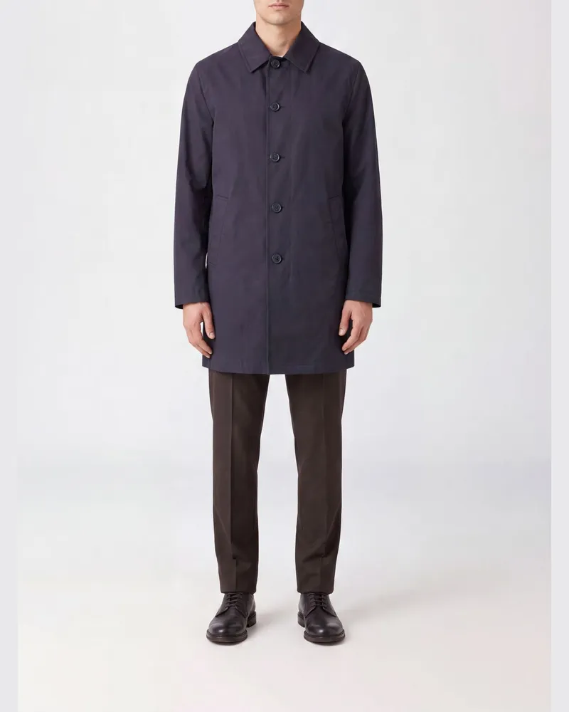 Herno Einreihiger Trenchcoat aus wasserdichter Baumwollgabardine Blau