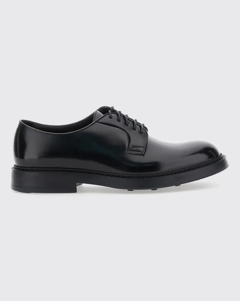 Doucal´s Derby-Schuhe aus weinrotem, gebürstetem Kalbsleder mit Gummisohle Schwarz