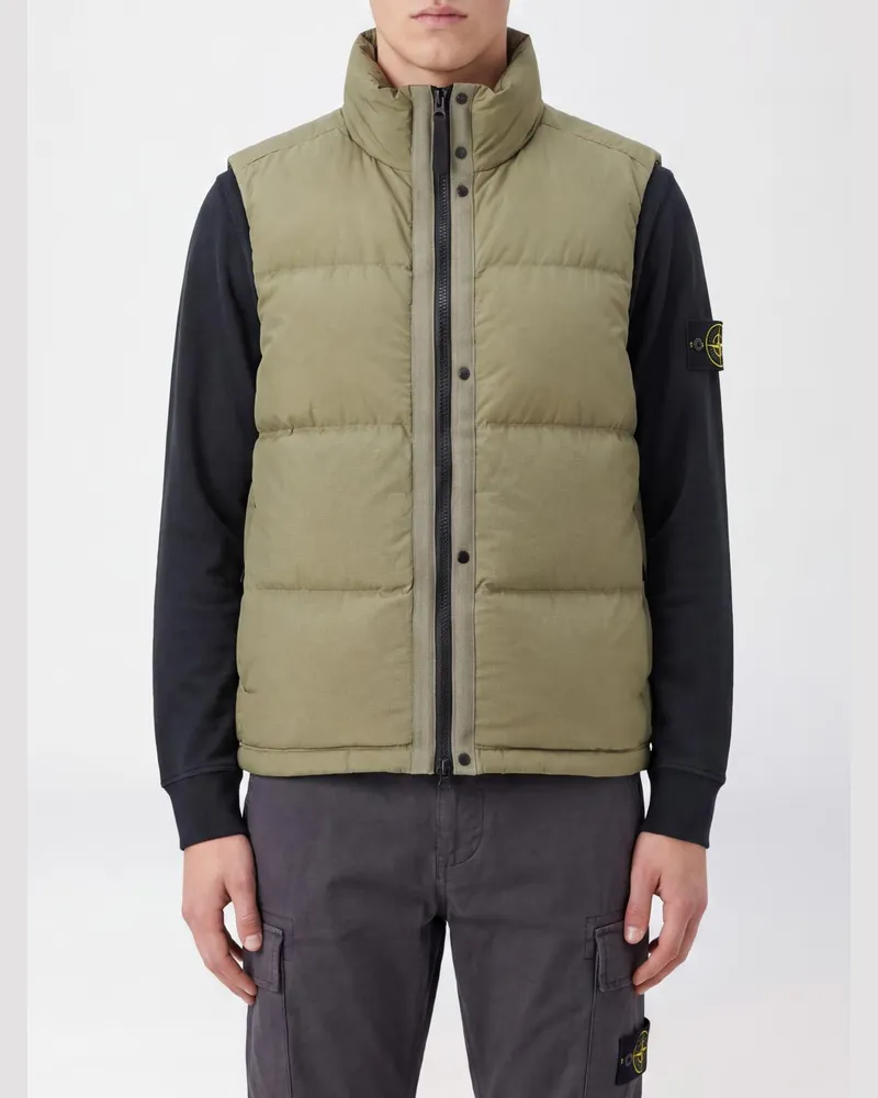 Stone Island Gepolsterte, wasserabweisende Weste von aus Cordura®-Nylon mit Trichterkragen Military