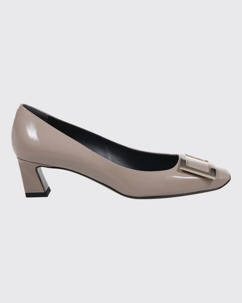 Roger Vivier Trompette Pumps von aus Lackleder mit niedrigem Absatz Beige