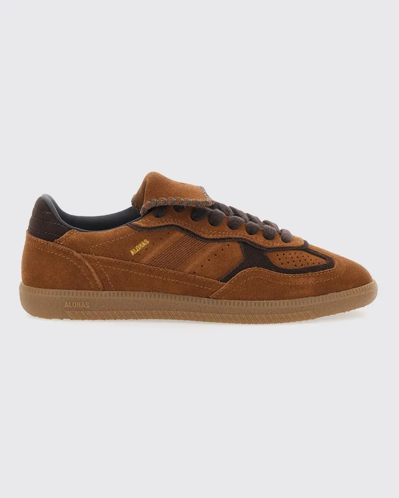 Alohas Zweifarbige TB.490 Sneaker aus Veloursleder mit laminiertem Logo Braun