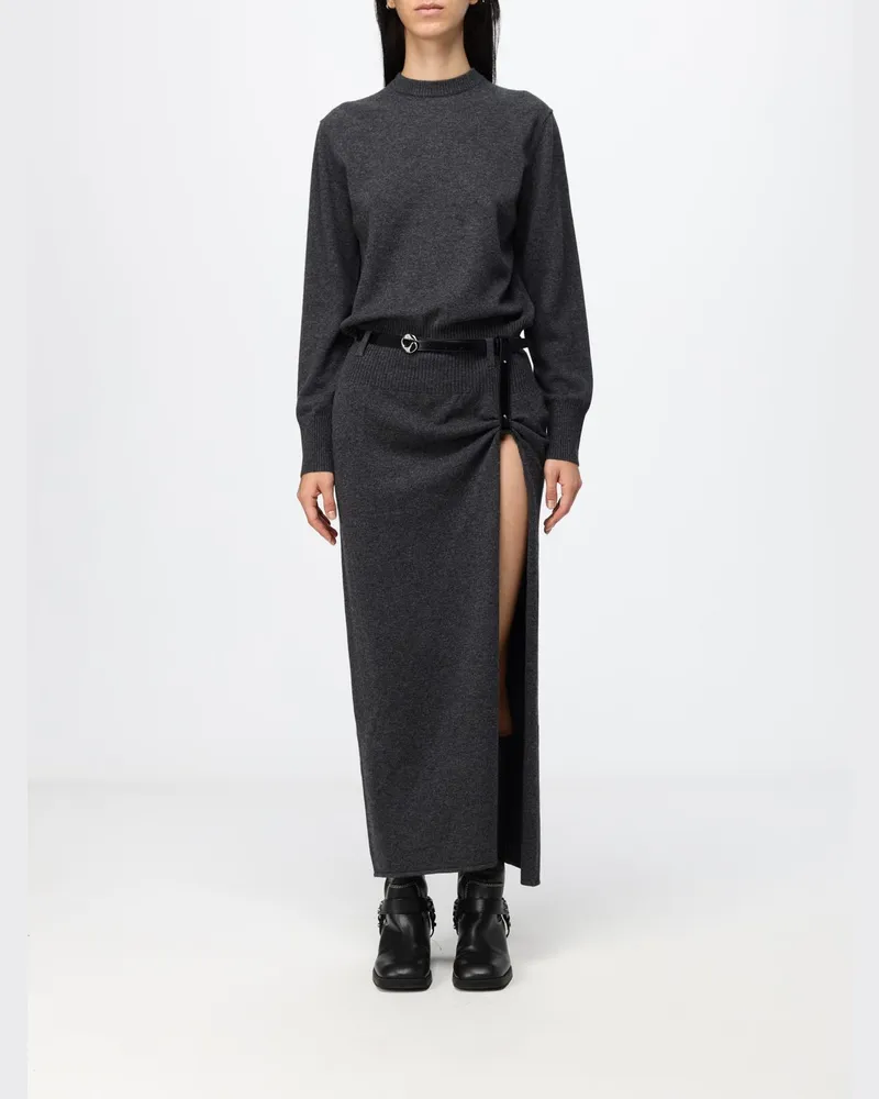 COPERNI Midi-Strickkleid von aus Kaschmir-Woll-Mischung mit vorderem Schlitz Grau