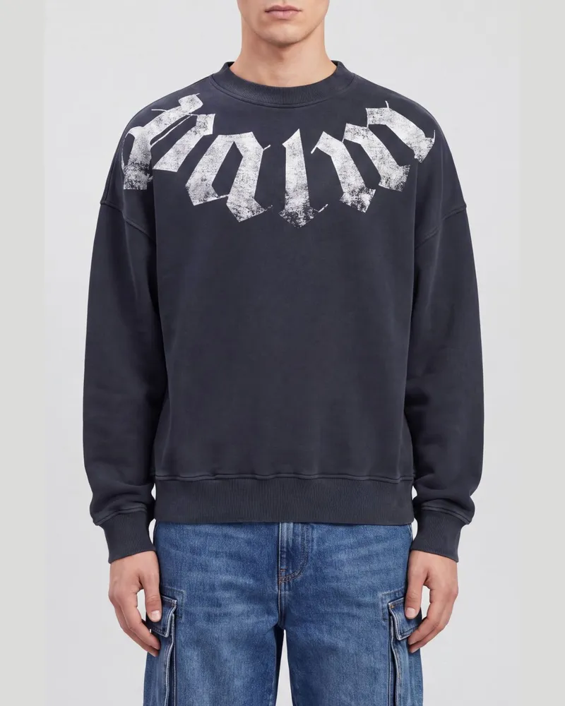 Palm Angels Sweatshirt aus Baumwolle mit Rundhalsausschnitt, Kontrastlogo und überschnittenen Schultern Schwarz