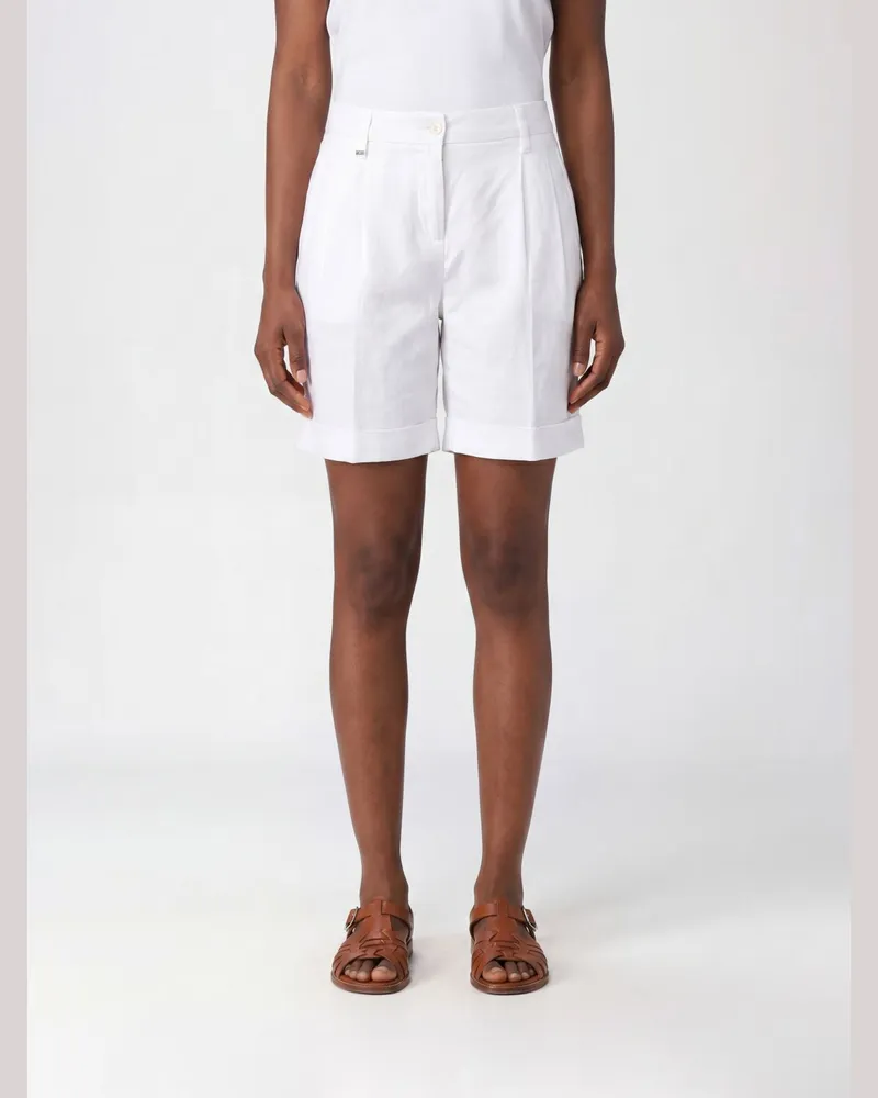 Fay Stretch-Shorts aus Leinen und Baumwolle Weiß