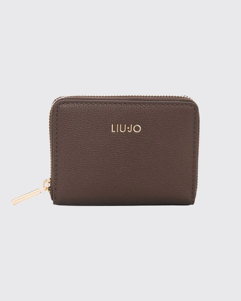 Liu Jo Continental Reißverschluss-Geldbörse aus Kunstleder mit Kontrastlogo Bronze