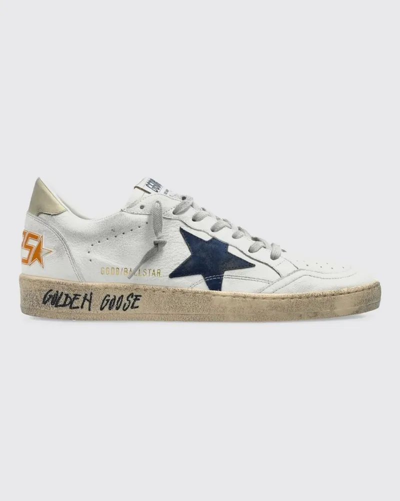 Golden Goose Ball Star Low-Top-Sneaker aus Leder im Used-Look Weiß