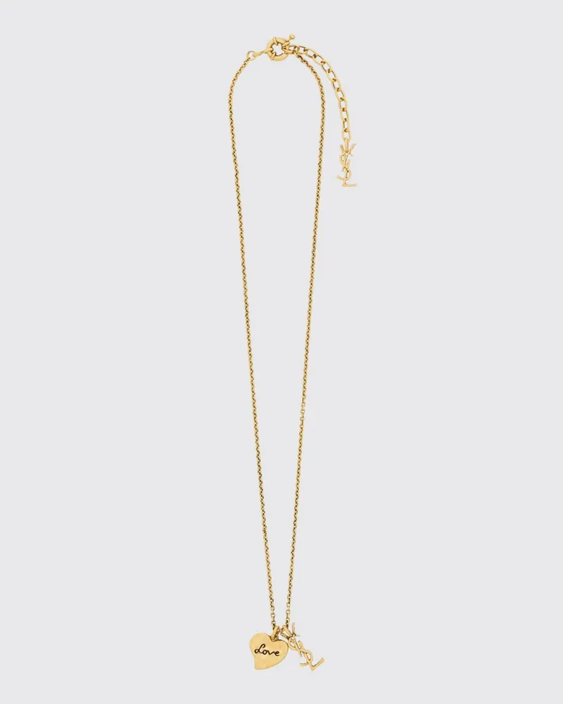 Saint Laurent Cassandre Halskette von aus Messing mit verschiebbarem YSL-Monogramm-Anhänger Gold