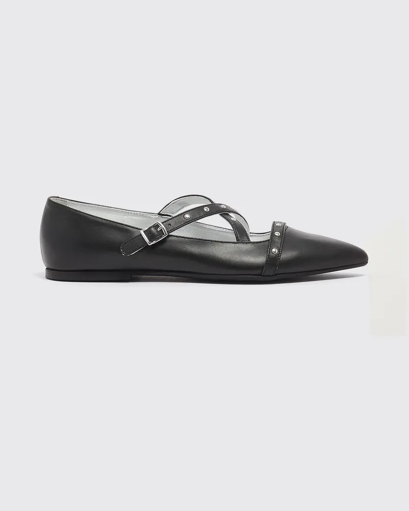 Twin-Set Lederballerinas Schwarz