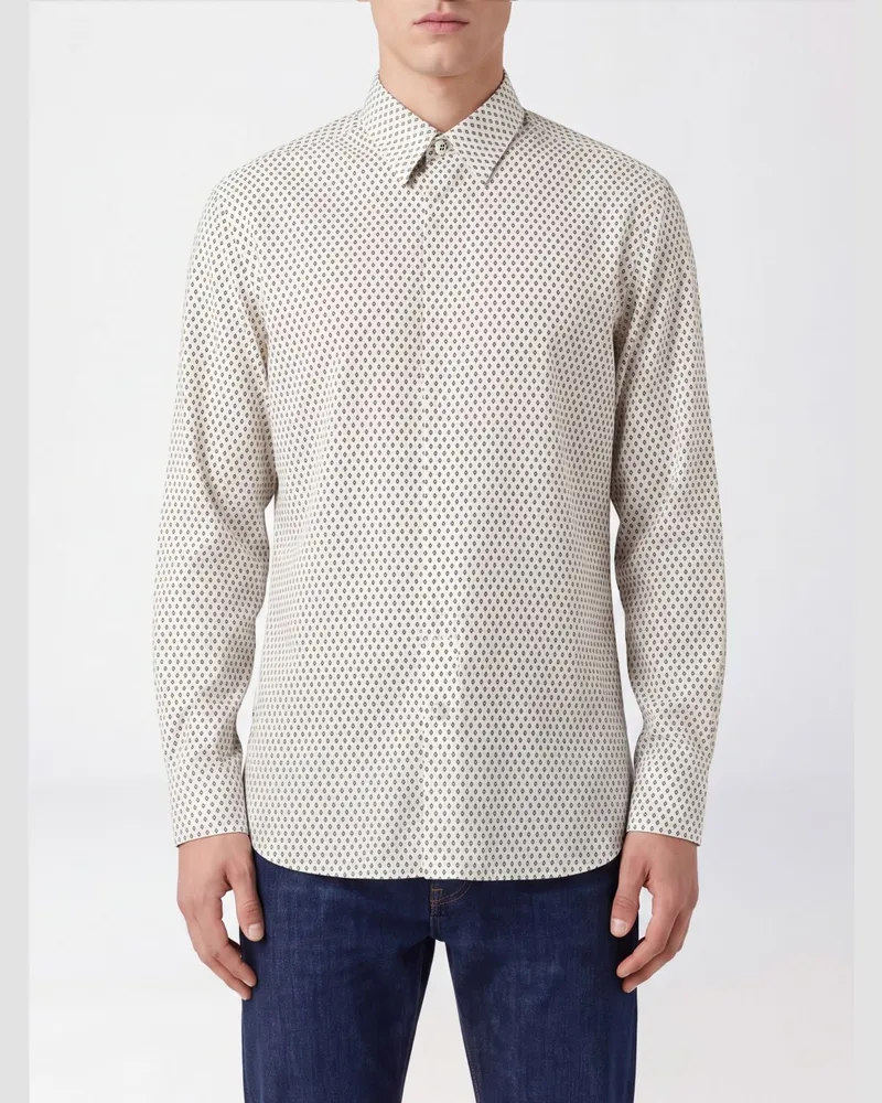 Tom Ford Schmal geschnittenes Seidenhemd mit geometrischem Print und französischem Kragen Weiß