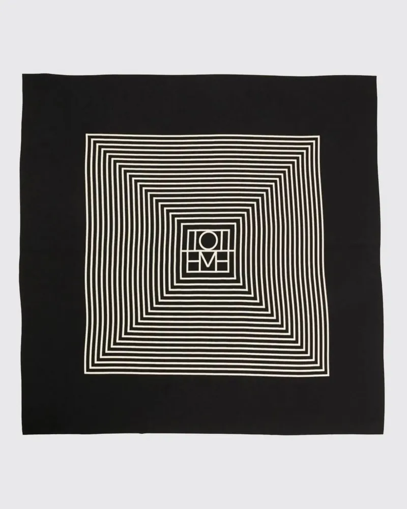 Totême Foulard aus reiner Seide mit kontrastierendem Monogramm-Print Schwarz