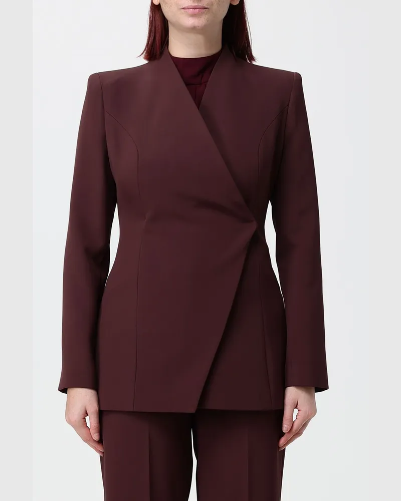 Hanita Kurzer Zweireiher-Blazer aus Polyester mit verdecktem Verschluss Burgunderrot