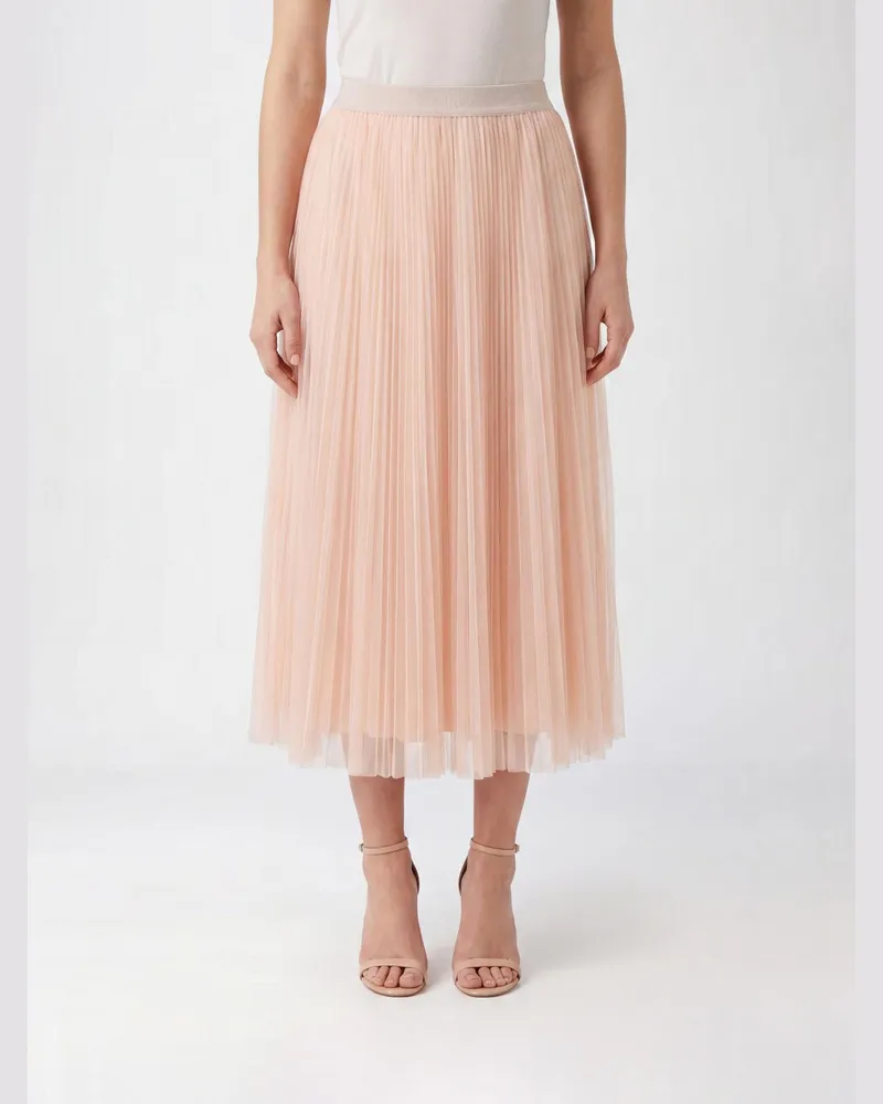 Fabiana Filippi Plissierter Crêpe-Midirock mit hohem elastischem Bund Beige