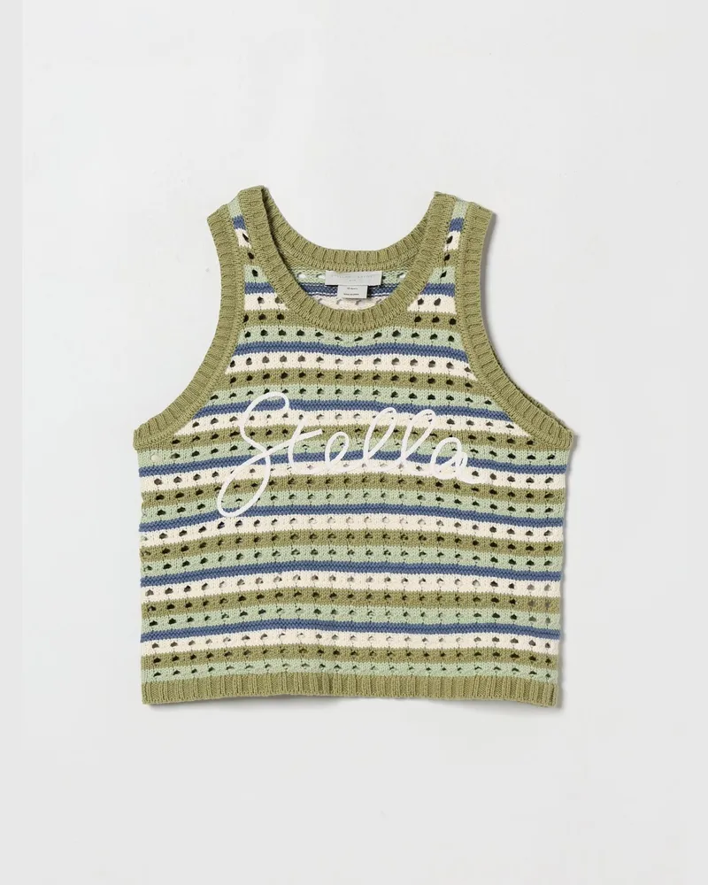 Stella McCartney Kids Gestreiftes Lochstrick-Top Bunt