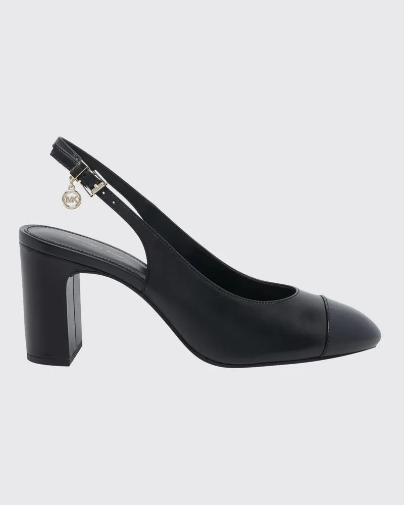 Michael Kors Piper Slingback-Pumps aus Leder mit Lackspitze und Blockabsatz Schwarz