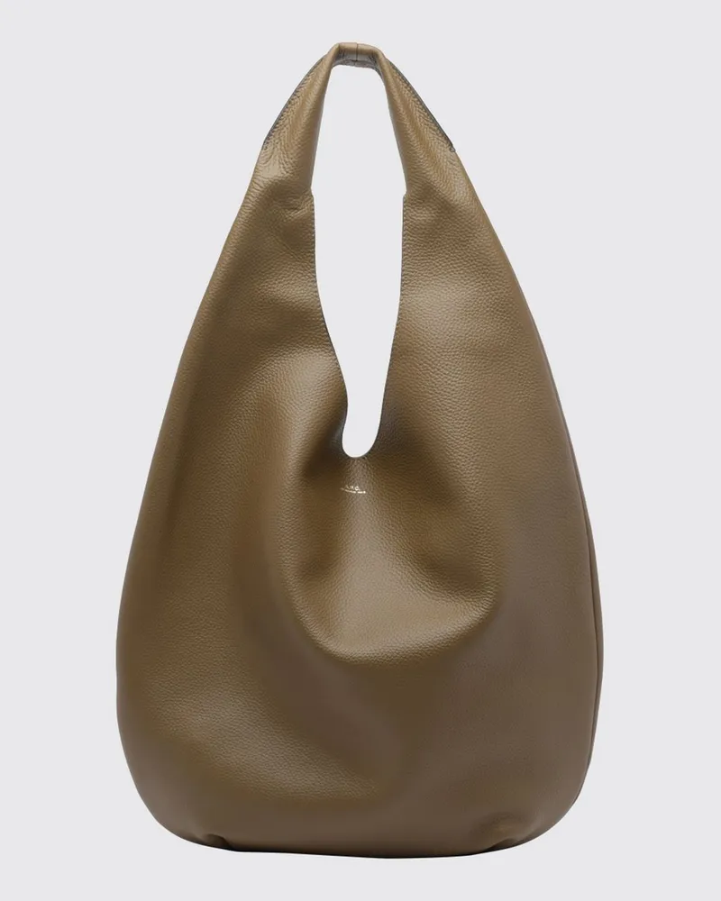 A.P.C. Große Schultertasche Le Neige aus genarbtem Leder mit laminiertem Logo Kaki
