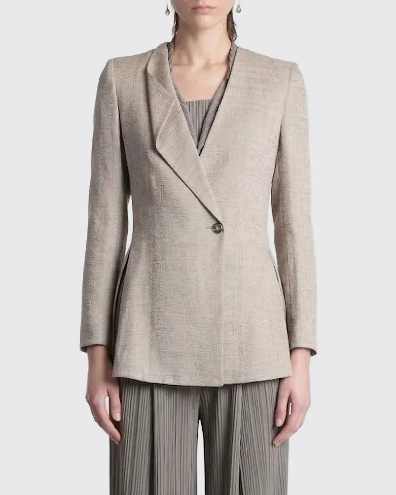 Giorgio Armani Zweireihiger Leinenblazer Braun
