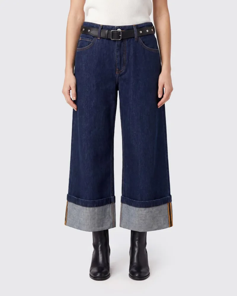 Pinko Verkürzte Wide-Leg-Jeans von aus Denim mit umgeschlagenem Saum Denim